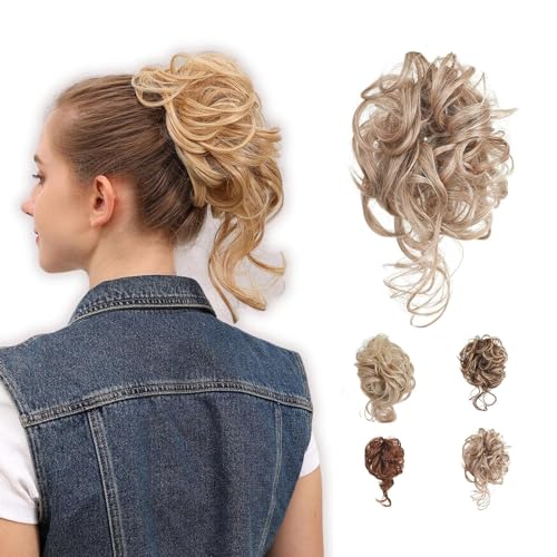 JuvaBun Light Blonde Boho Messy Bun Hair Pieces for Women
