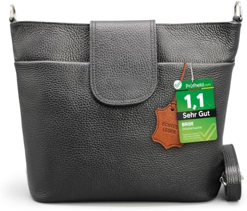 Brise Art ELLIE Damen Umhängetasche Echtleder Handgefertigt Crossbody Bag | [Test SEHR GUT, Note 1.1], Echtes Leder, Schultertasche mit Ledergurt & wahlweise gemustertem Riemen, 6