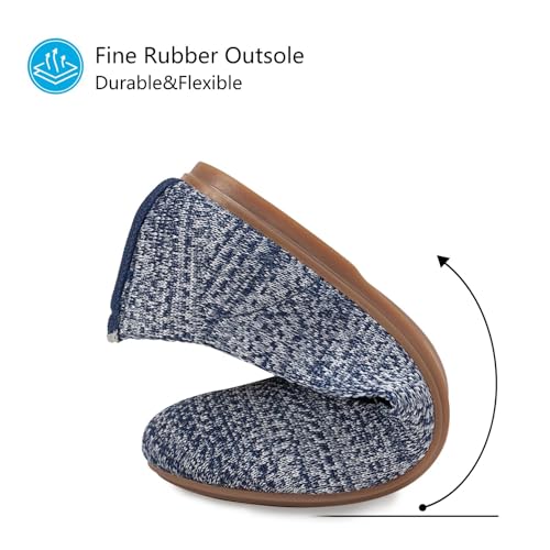 Image of Frank Mully Women's Ballet Flat Shoes Knit Dress Shoes Round Toe Slip On Ballerina Flats for Woman Low Wedge Comfort Soft
