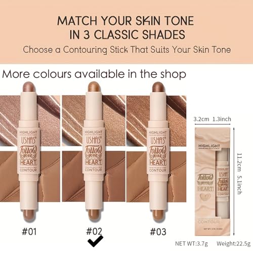 2 In 1 Highlight and Contour Stick, Cream Contouring Bronzer Makeup Stick Lightweight Bright Colour Corrector Sculpting Facial Long Lasting Waterproof Contour Stick - Image 8