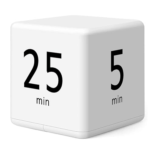 DQDEDIAN Cube Timer, Kitchen Timer with Gravity Sensor Flip Timer Cube Countdown Timer, 15-25-5-45 Minutes Kid Focus Study Timer for Time Management, Work, Study, Desk, Exercise, Cook, Baking - 15-25-5-45
