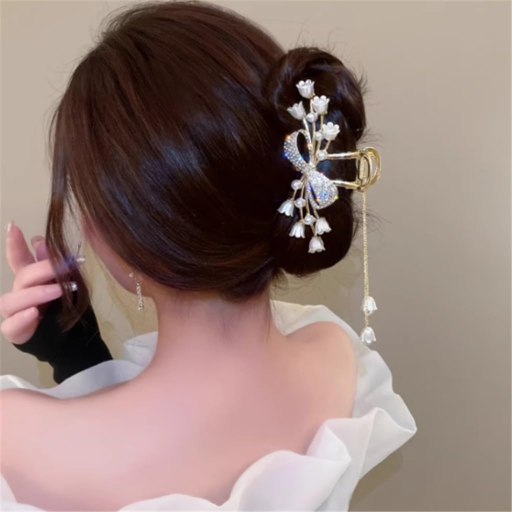 Ancient Bell Orchid Flower Hair Clip Back of Fairy Grab Plate Shark Headdress National