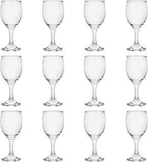 HEIGHT 5.6 Inches 120ML 4 Ounce - Set of 12 Classic Red Small Wine Glasses Durable Clear White Lead-free Glass Cup For Party (Glass, 12Pcs4OZ)
