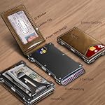 KEMISANT Men Wallet- Slim Wallet Money Clip Gift for Men 12Cards-Metal Case with Magnetic Flip