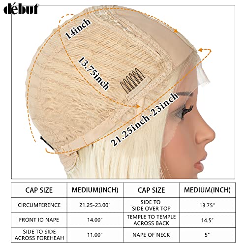 Début Lace Front Wigs For Black Women Short Bob Simulated Scalp Side Lace Wigs Synthetic Straight Hair Swiss Lace L Part Heat Resistant Fibers Half Hand Tied 9.5" 120G (Blonde #613 Color) #TOP7