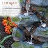 Alpine Corporation 22 Tall 3-Tier Outdoor Rock Waterfall Fountain with LED Lights, Natural Stone Look for Garden, Patio, Yard & Porch Decor, Gray