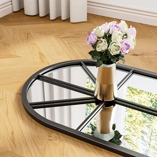 Image of OGCAU Arched Full Length Mirror, 65 inchx22 inch Floor Full Body Mirror, Black