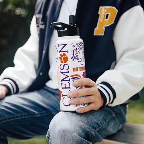 Image of Logo Brands NCAA Native 34 oz Quencher Water Bottle - | Local Icons Design | Double-Wall Insulated| Leak-Proof Lid & Built-In Straw