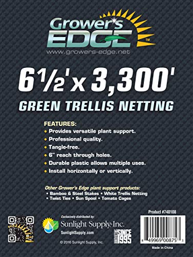 Grower's Edge Green Trellis Netting - Provides Versatile Plant Support, Durable, 6.5' X 3300' #TOP6