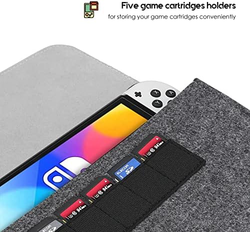 ProCase Carrying Case for Nintendo Switch OLED 2021 / Nintendo Switch 2017, Portable Travel Carrying Cover Bag, Protective Felt Pouch Black