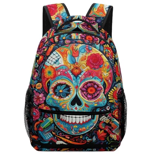 Sac à dos fleurs et squelettes enfant cartable scolaire mixte taille unique