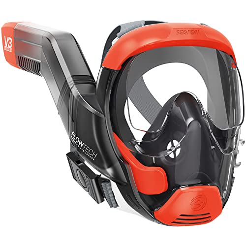 Seaview 180 V3 Full Face Snorkel Mask Adult- The V3 Is The Perfect Snorkeling Gear For Adults And Kids- Patented Flowtech Side Snorkel Design- Up To 600% Easier Breathing. Snorkeling Gear For Kids #TOP5