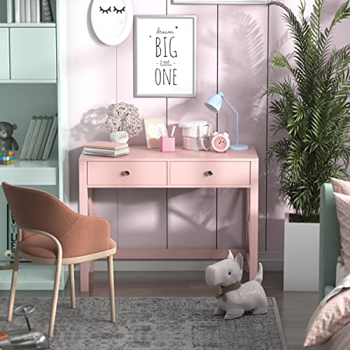 Edmaxwell Home Office Desk With Drawers, Modern Writing Computer Desk For Bedroom, Small Pink Makeup Vanity Table Desk For Girls, Study Table For Home Office #TOP1