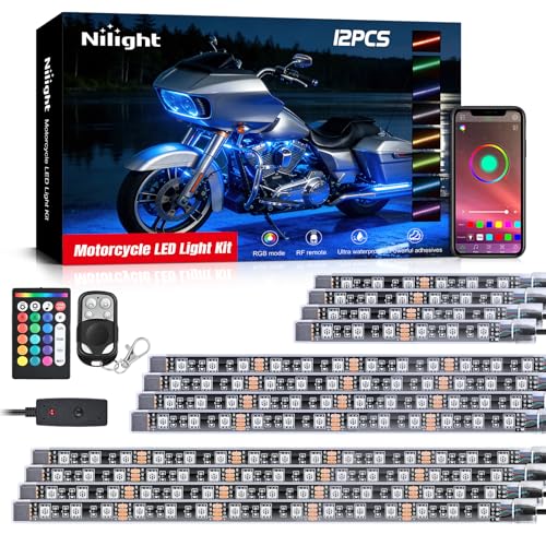 Nilight 12PCS Motorcycle RGB Led Light Kit...