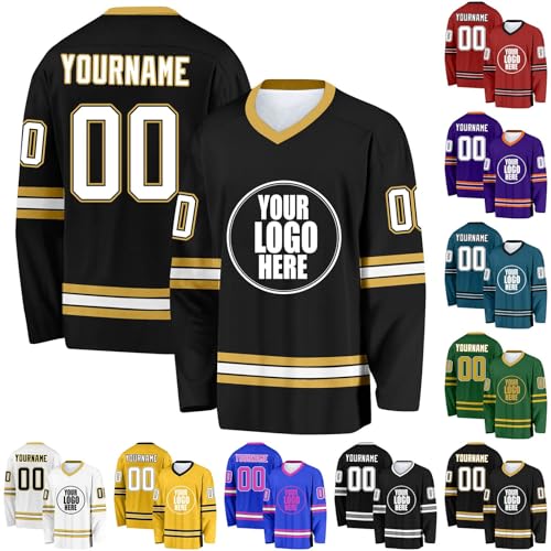 Maillots de Hockey personnalisés, Maillots de Hockey Vierges pouvant être personnalisés avec l'équipe/numéro/nom Personnel, Maillots de Hockey pour Hommes, Femmes, Adolescents et Enfants (Style 25)