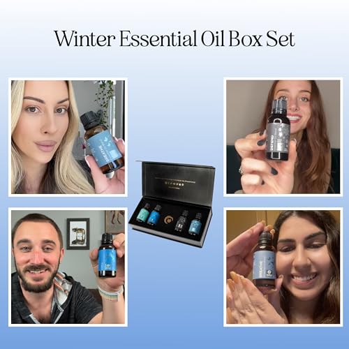 Image of Winter Essential Oils Set for Diffuser - Large 100% Pure Holiday Essential Oil Blends Gift Set with Frost Chill Defend and Breathe Blends - Perfect Aromatherapy Gift for All Occasions (4x30mL)