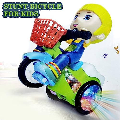 Image of FunBlast Stunt Bicycle Toys - Bump & Go Vehicle Toy with Sound & Flashing Light | Tricycles Toys for Kids (Battery Included)
