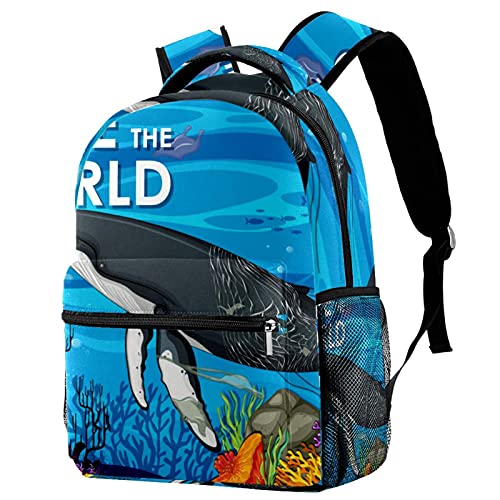 Sac à dos de voyage enfant avec porte-bouteille résistant et écoresponsable Save The World