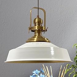 Lamparas Antiguas Techo bamyum Asletl Antiguo Lampara Techo Colgante Metal 40 cm, Lamparas Cocina, Lampara Techo Dormitorio E27, Comedo, Salon, Lamparas Mesa Comedor para Niños y Adultas, Lámpara Colgante de Cocina Blanco