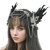 UniqKaliber Diadema gótica hecha a mano con corona de valquiria, accesorio para disfraz de Halloween