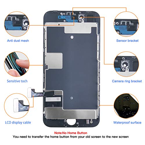 Diykitpl For Iphone 8/ Se 2020 2Nd Generation Screen Replacement Black, Full Assembly Lcd Touch Digitizer With Repair Tools For A2275, A2298, A2296.With Waterproof Seal+Repair Tools+Screen Protector #TOP1