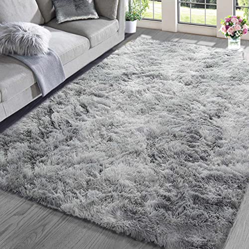 ASIinnsy Hochflor Teppich Wohnzimmer Flauschig Shaggy Weich Modern Grau Teppich Schlafzimmer...