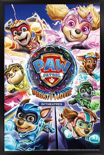 Trends International Nickelodeon Paw Patrol: The Mighty Movie - One Sheet Wall Poster, 34L x 22.4W, Black Framed Version