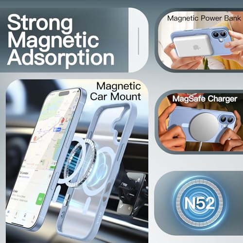 Image of JETech Magnetic Case for iPhone 17 6.3-Inch Compatible with MagSafe, Translucent Matte Back Slim Minimalist Shockproof Phone Cover (Mist Blue)