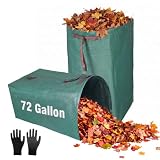 KENDO 72 Gal Leaf Bag w/Gloves,2 PCS Dustpan-Style Collapsible Yard Waste Bag, Lawn & Leaf Bag 1Pack,Heavy-Duty Leaf Pickup Tool for Leaves, Grass Clippings, Debris, Lawn Trash,Yard & camping Cleanup