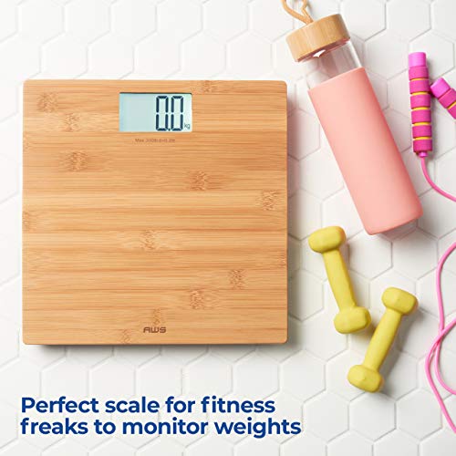 American Weigh Scales Digital Bathroom Scale With Lcd Display, Bamboo #TOP4