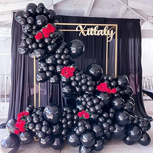 Black Backdrop Curtain 10ft x10ft Backdrop Drapes for Birthday Parties Chiffon Background 2 Pieces 5ft x 10ft - Thumbnail 6