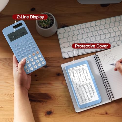 NEWYES Scientific Calculator for Students, 2-Line Math Calculator with Dust Cover, Middle and High School Supplies for Sudents, Small
