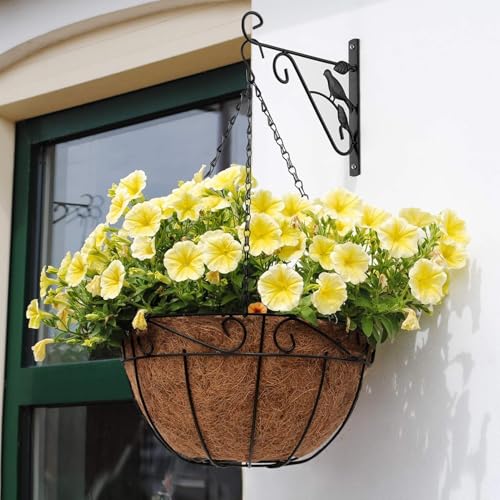 GROWNEER 3 Pack 8in Coconut Fiber for Plants Round Hanging Basket Liner Wall Planter Insert Replacement Coco Coir Liner for Window Box, Fence Flower Baskets Pot for Porch, Patio & Garden (3, 8 inch) - Thumbnail 7