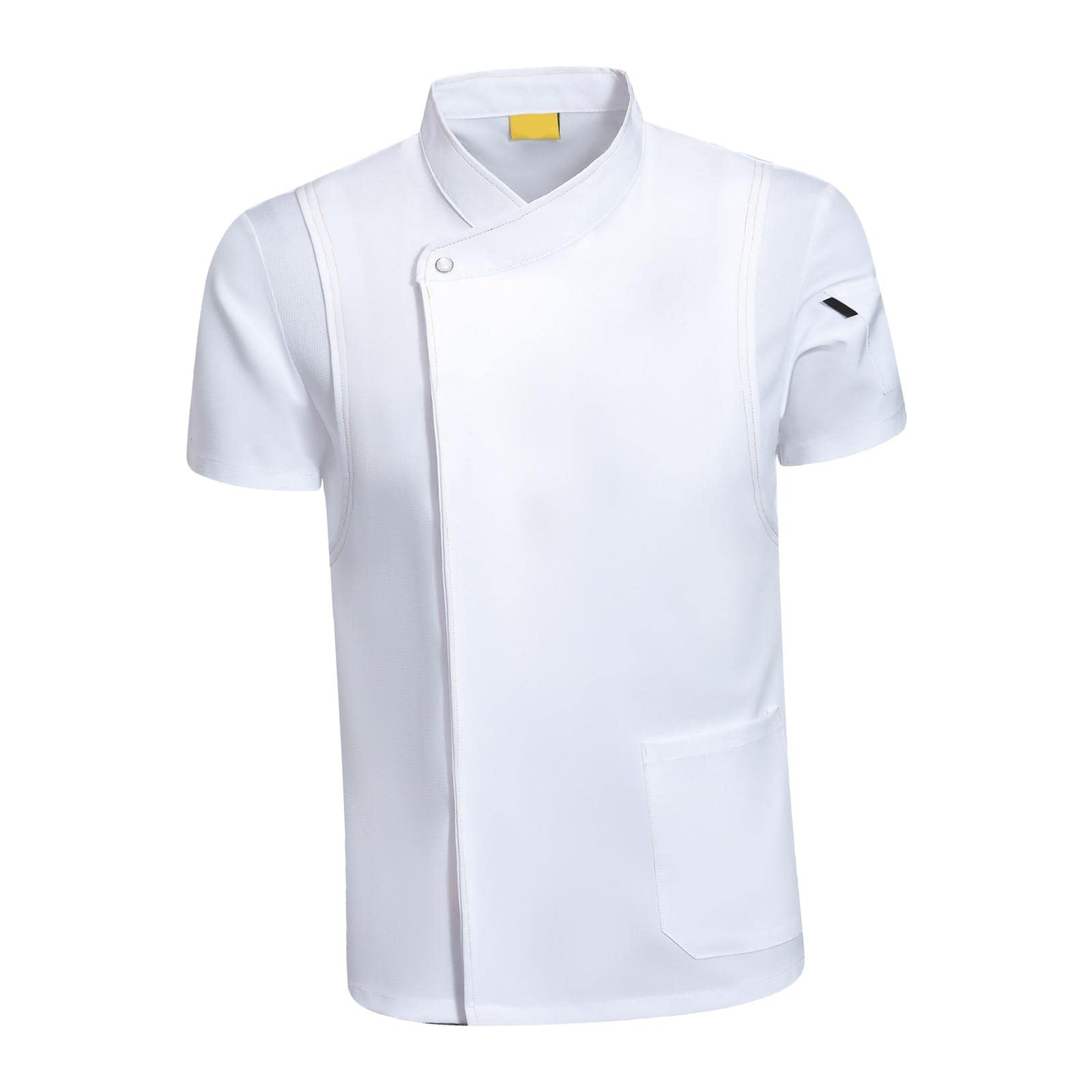 Chaqueta de Uniforme, Chaqueta Profesional de Manga Corta con Práctico Bolsillo, Tejido Cómodo, Adecuada para Restaurantes, Hoteles, Panadería