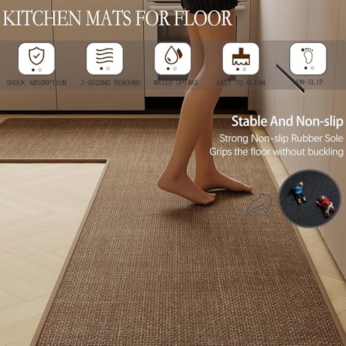 Alfombrillas de cocina antideslizantes e impermeables con tejido superabsorbente lavable 3