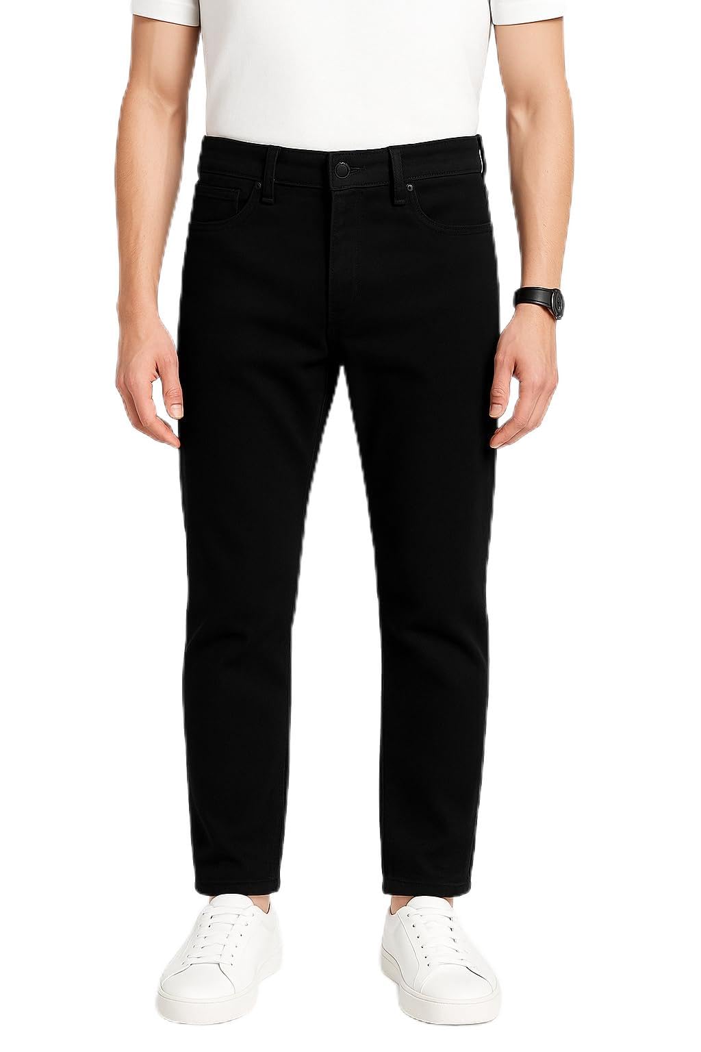 True One Men’s Z Black Slim Fit Jeans | Polycotton Fabric | Lightweight, All-Season Wear Stitching | Stylish Slimfit Denim for Men-image-2
