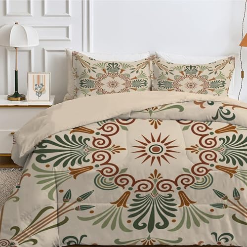 Qiwagu Bettdecke 135x200 4 Jahreszeiten, Wende GeblüMt Steppdecke Waschbare, Bettdecke ohne Bezug Nutzbar, Leicht Weiche Schlafdecke 200GSM, Ganzjahresdecke Braun mit 1 Kissenbezug (ohne Kissen)