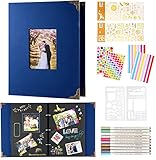 Álbum de fotos de carpeta de anillas, album fotos para pegar y escribir, para 160 fotografías, album fotos scrapbook 60 páginas, Con 10 Bolígrafos Metálicos, libro de visitas para cumpleaños y bodas