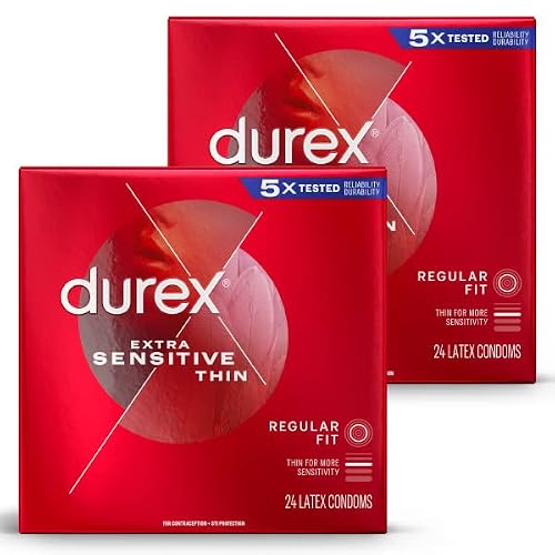 Durex Condom Extra Sensitive Natural Latex Condoms, 24 Count - Ultra Fine & Extra Lubricated (Pack Of 2) #TOP28