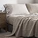 King Linens 100% French Linen Pillowcases with Embroidery - Pack of 2 - Washed Solid Color Natural Flax Soft Breathable - Linen, 20'' x 30''