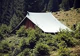 Forest Campsite Vintage Tent in Pine Woods Backdrop Green Mountain Glamping Scenery Background for Outdoor Party Decorations Wall Hanging Photo Studio Props 6X4ft Fabric