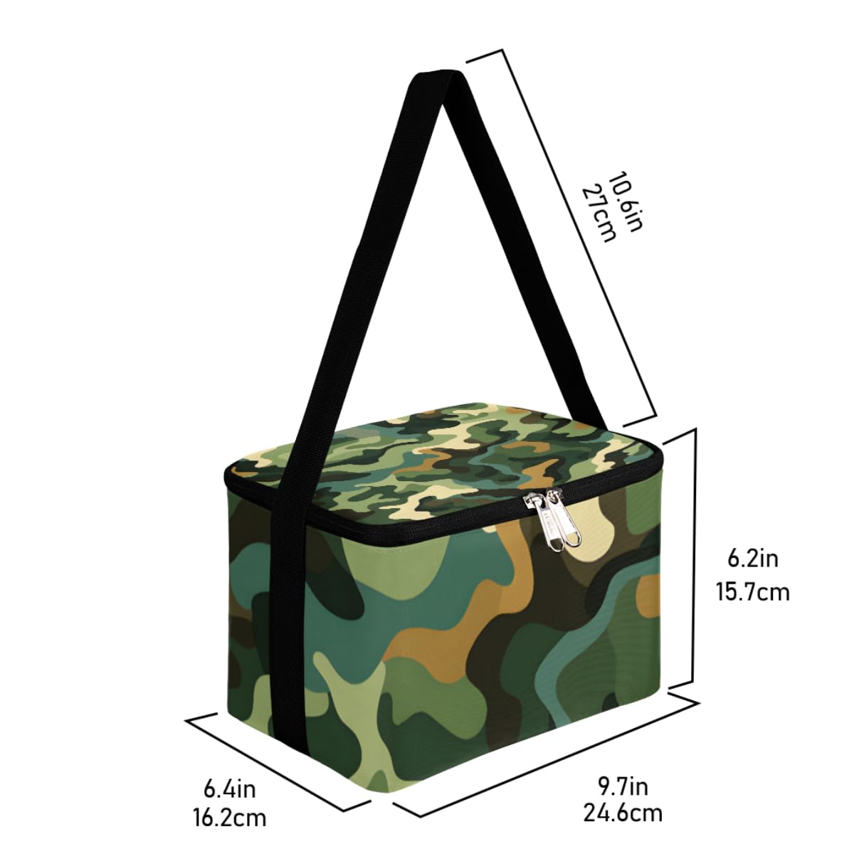 Lunch Bags for Women Men 9 Cans,Camouflage Pattern Hot & Cold Food Delivery Bag Insulated Grocery Bag Insulated Lunch Box Fashion Green and Black Cooler Bag for Office Work Picnic Beach