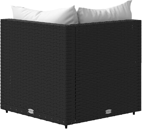 Miniatura 6 de Sofá esquinero para patio con cojines de poliéster ratán negro, peso: 17.97 libras, 319729