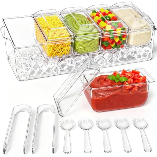 ARSTPEOE Condiment Tray Chilled Condiment Server Bar Accessories on Ice