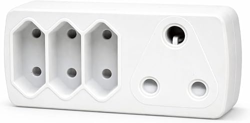 Multi-Plug Adapter, 3 Euro Sockets with SA 3-Pin Plug, White, Electrical Outlet Splitter