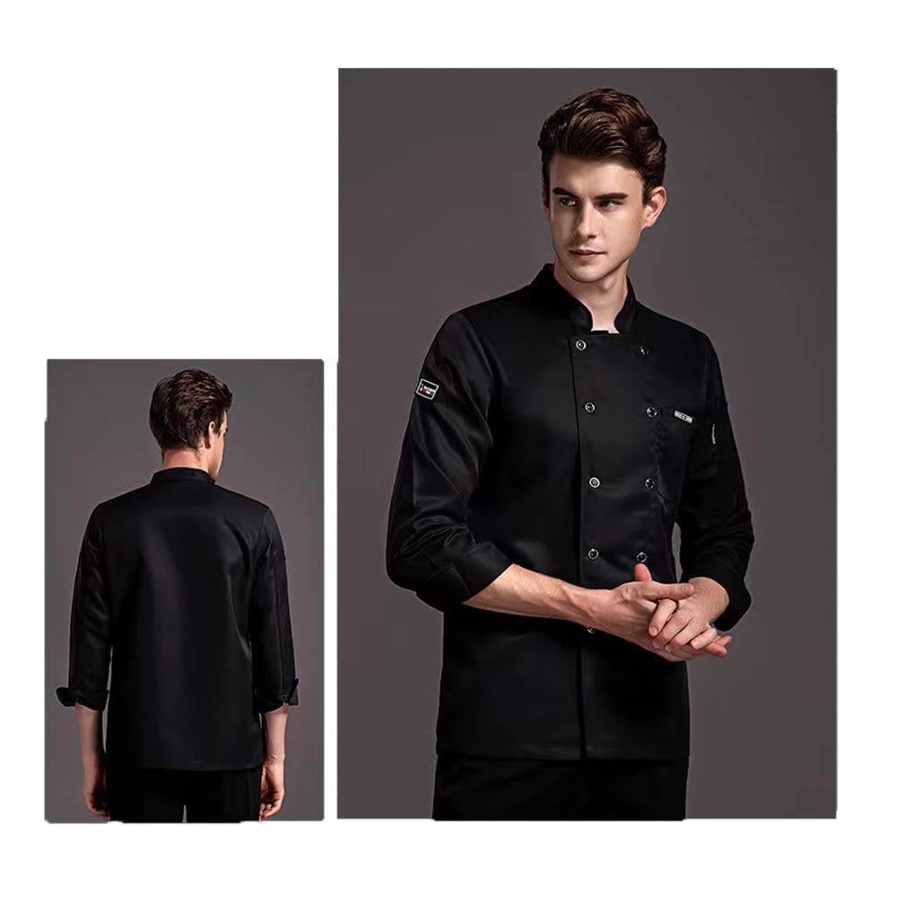 Zopmopae Personalized Chef Coat Long Sleeve Chef Shirt Custom Food Service Kitchen Uniform Chef Jacket for Men Women
