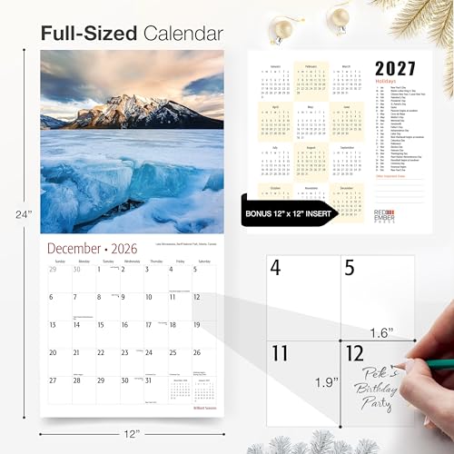 Image of RED EMBER Brilliant Seasons 2026 Wall Calendar 12 Month | 12 inch x 24 inch Open | Thick & Sturdy Paper | Giftable | Scenic Landscapes Nature Calendar 2026
