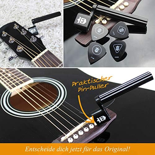 MORIATY® Korba strunowa + 4 kostki + szkoła gitarowa wrzeciono strunowe do gitary westernowej, gitary akustycznej, gitary koncertowej, gitary klasycznej + gitary elektrycznej