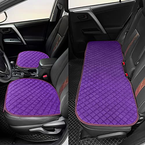 Image of surpassme Car Seat Covers Universal Seat Covers for Car Accessories with Storage Pockets, Car Front Seat Covers and Rear Bench Coverfor Automotive, SUV, Truck, and Van(Purple)