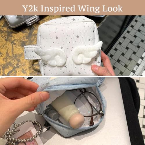 Image of MAYCREATE Y2K Small Pouches for Women Mini Cosmetic Bags Coin Pouches Set | Star Wings Compact Cute Mini Bags Ideal for Travel, Daily Storage, Womens Organized Carry, and Stylish Lightweight Use
